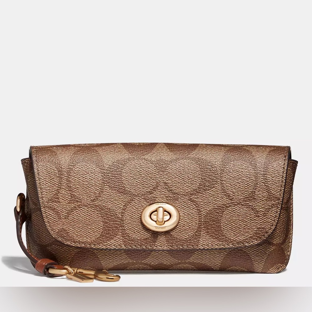 COACH Sunglass Case In Signature Canvas New!